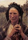 Sir George Clausen Canvas Paintings - Head of a Peasant Woman